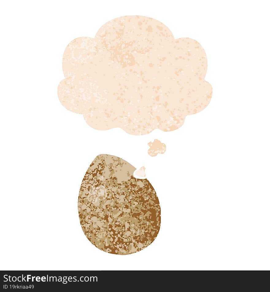 Cartoon Egg And Thought Bubble In Retro Textured Style