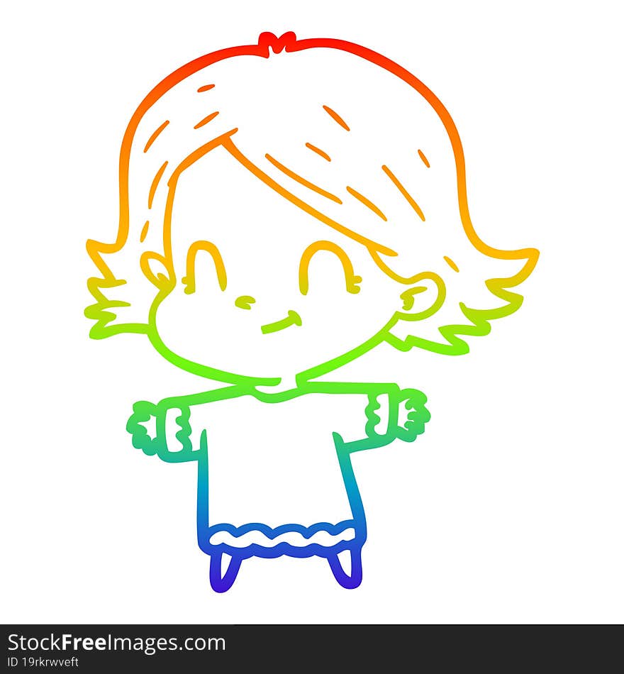 rainbow gradient line drawing cartoon friendly girl