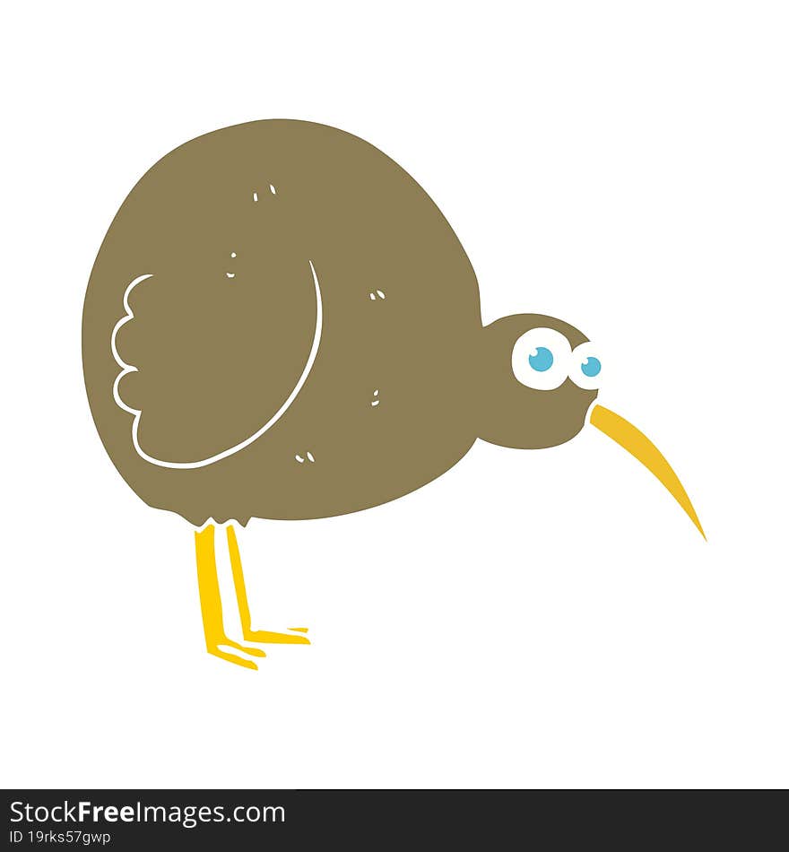 Flat Color Illustration Of A Cartoon Kiwi Bird