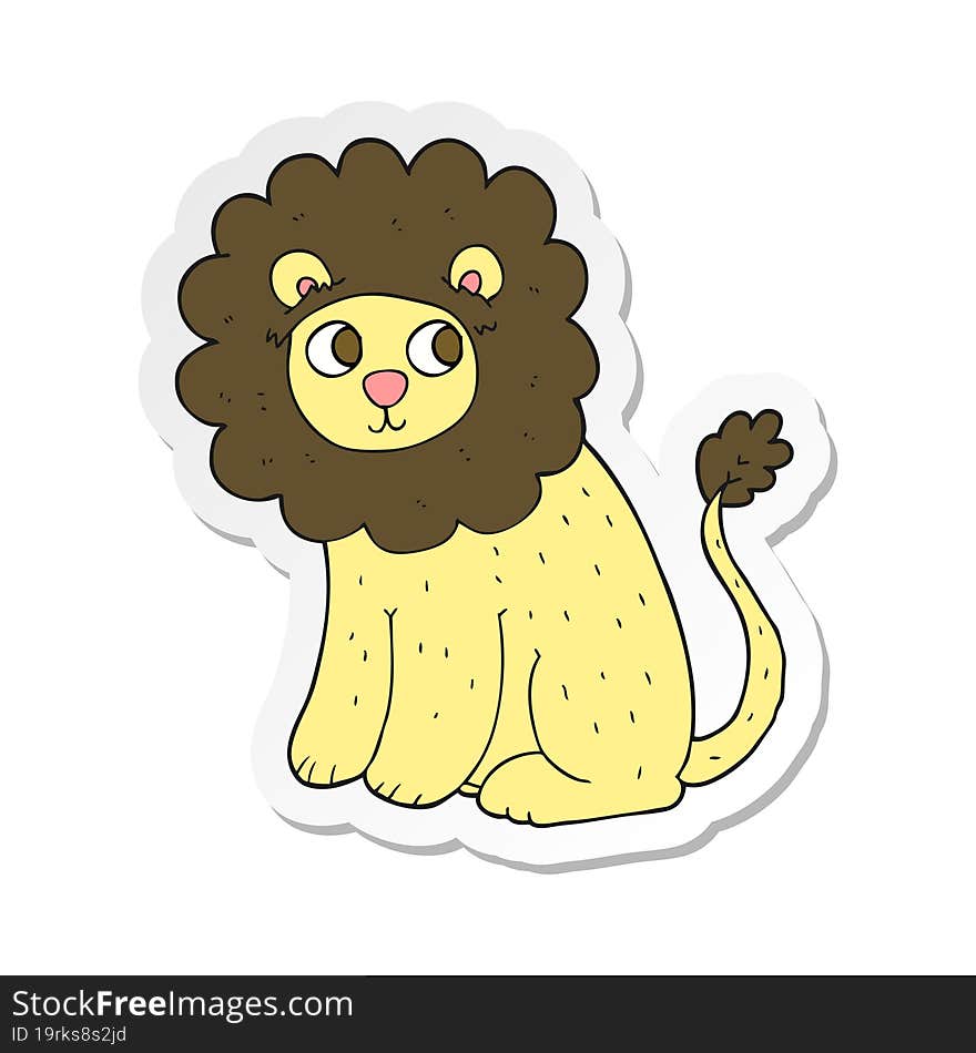 sticker of a cartoon cute lion