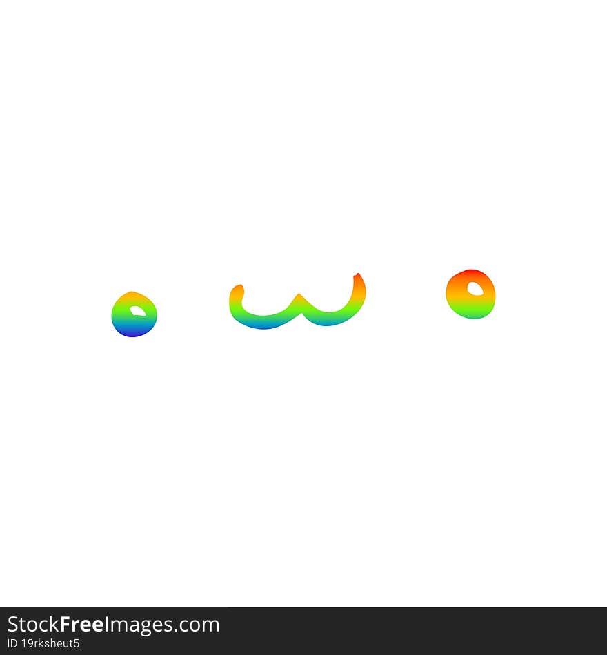 rainbow gradient line drawing happy cartoon expression