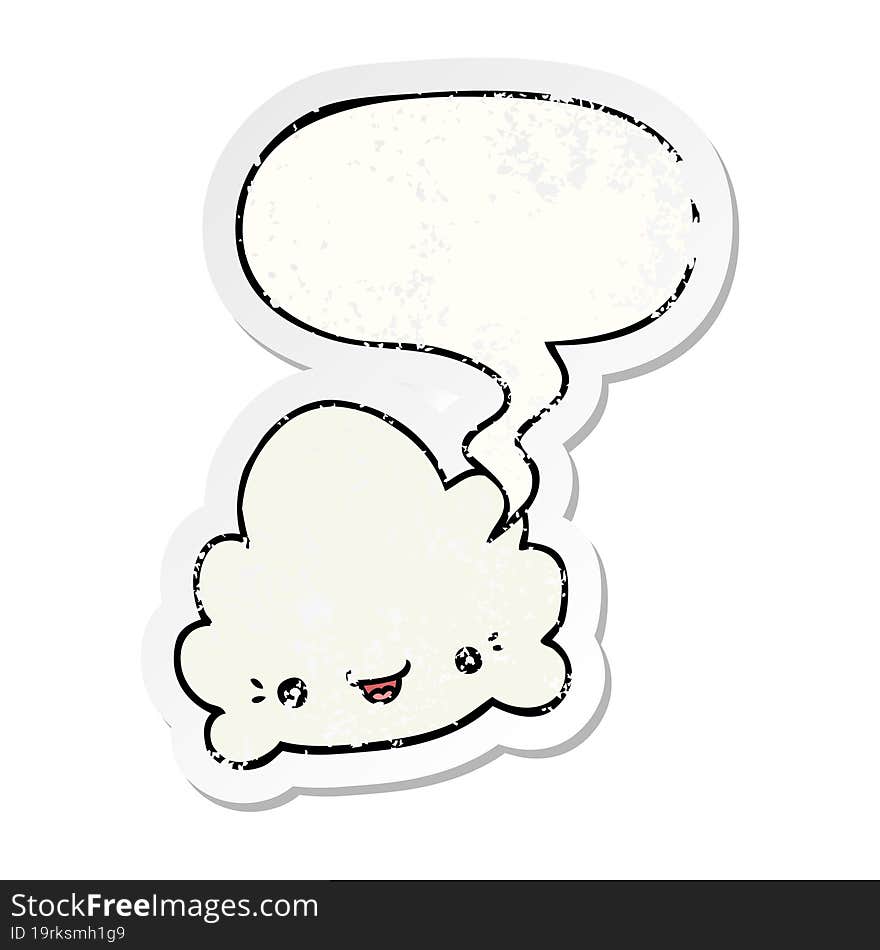 cartoon cloud and speech bubble distressed sticker