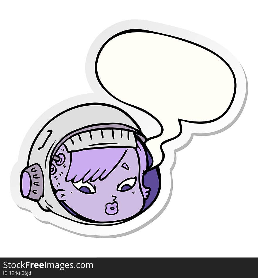 Cartoon Astronaut Face And Speech Bubble Sticker