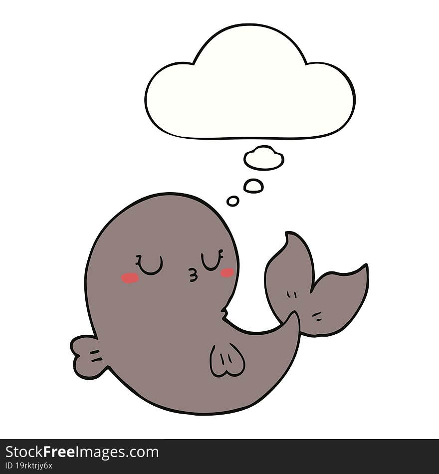 Cute Cartoon Whale And Thought Bubble