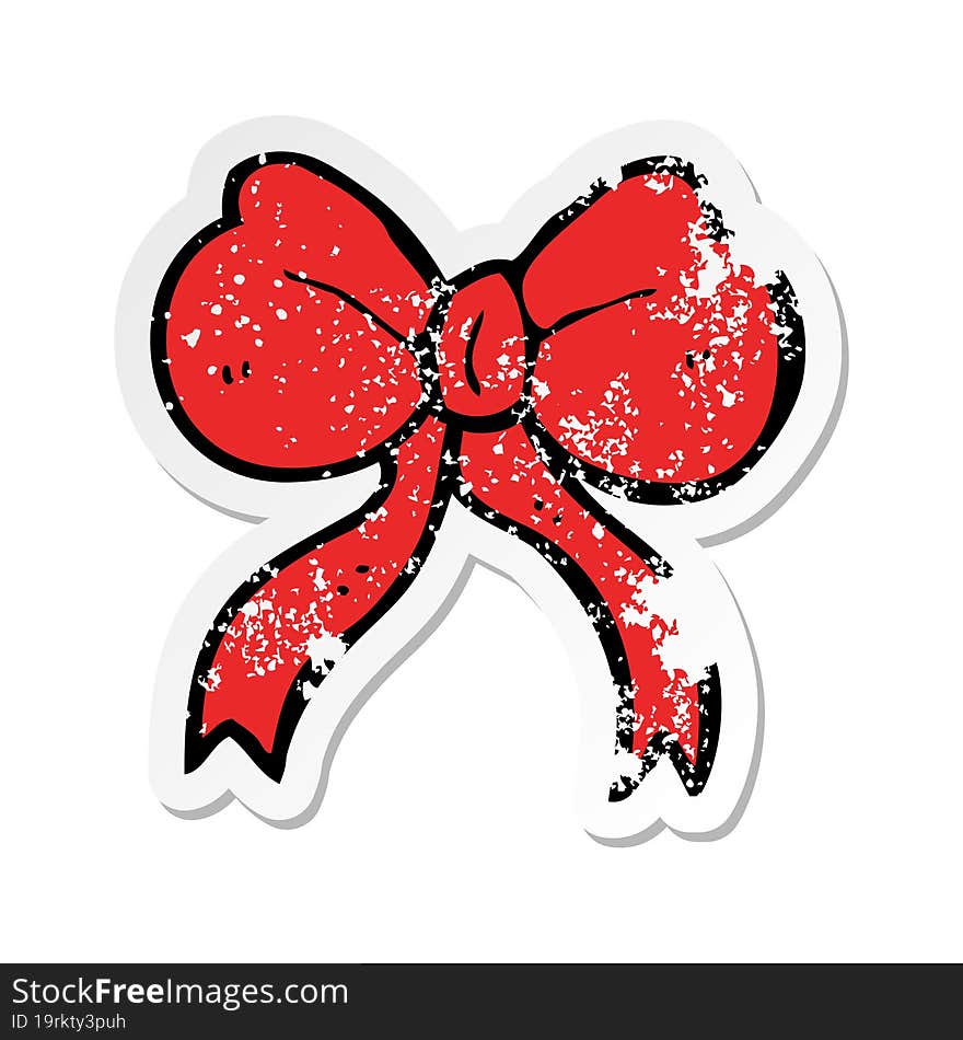 retro distressed sticker of a cartoon bow tie