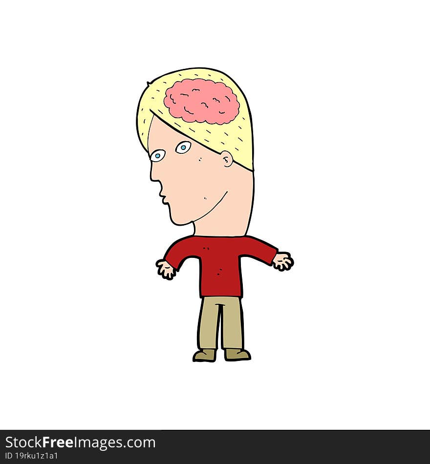 cartoon man with brain symbol