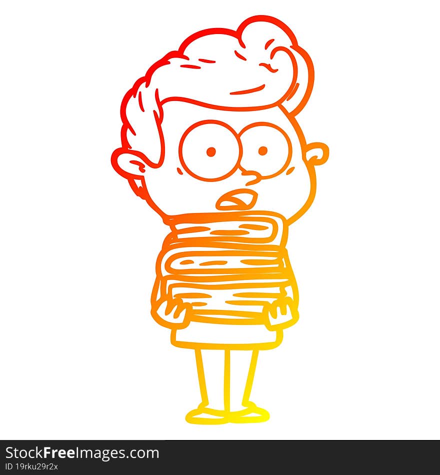 Warm Gradient Line Drawing Cartoon Staring Man