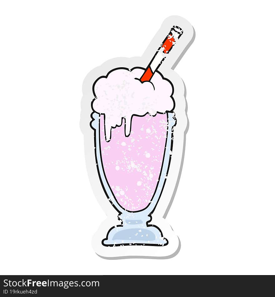 distressed sticker of a cartoon milkshake