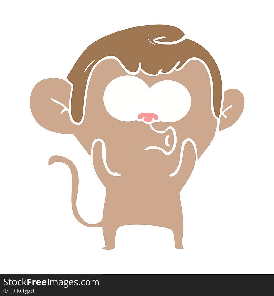 Flat Color Style Cartoon Hooting Monkey