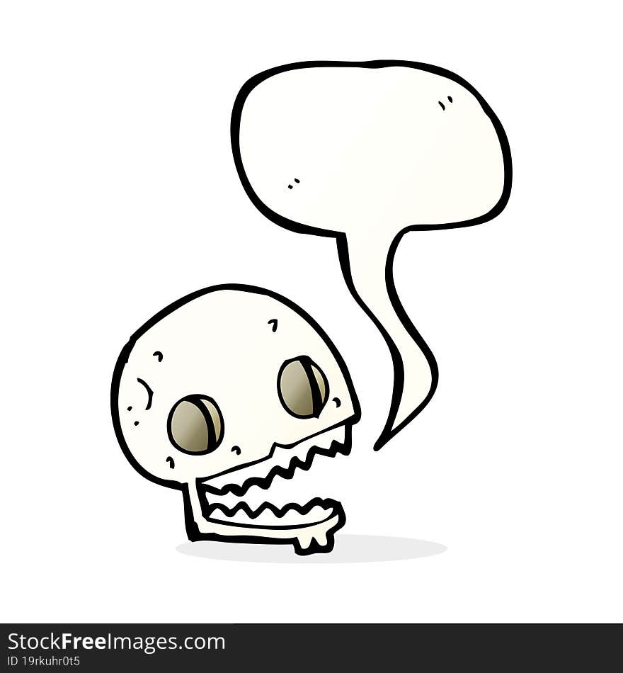 cartoon spooky skull with speech bubble