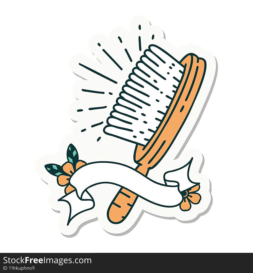 sticker of tattoo style hairbrush