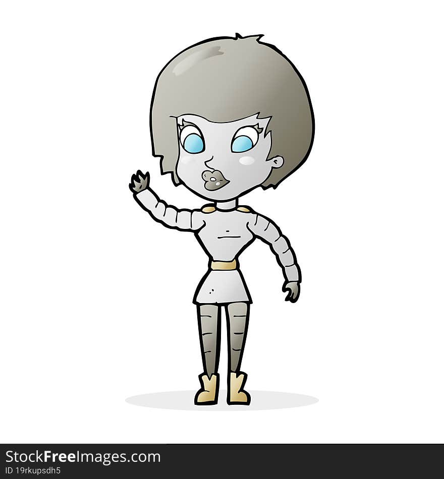 cartoon robot woman waving