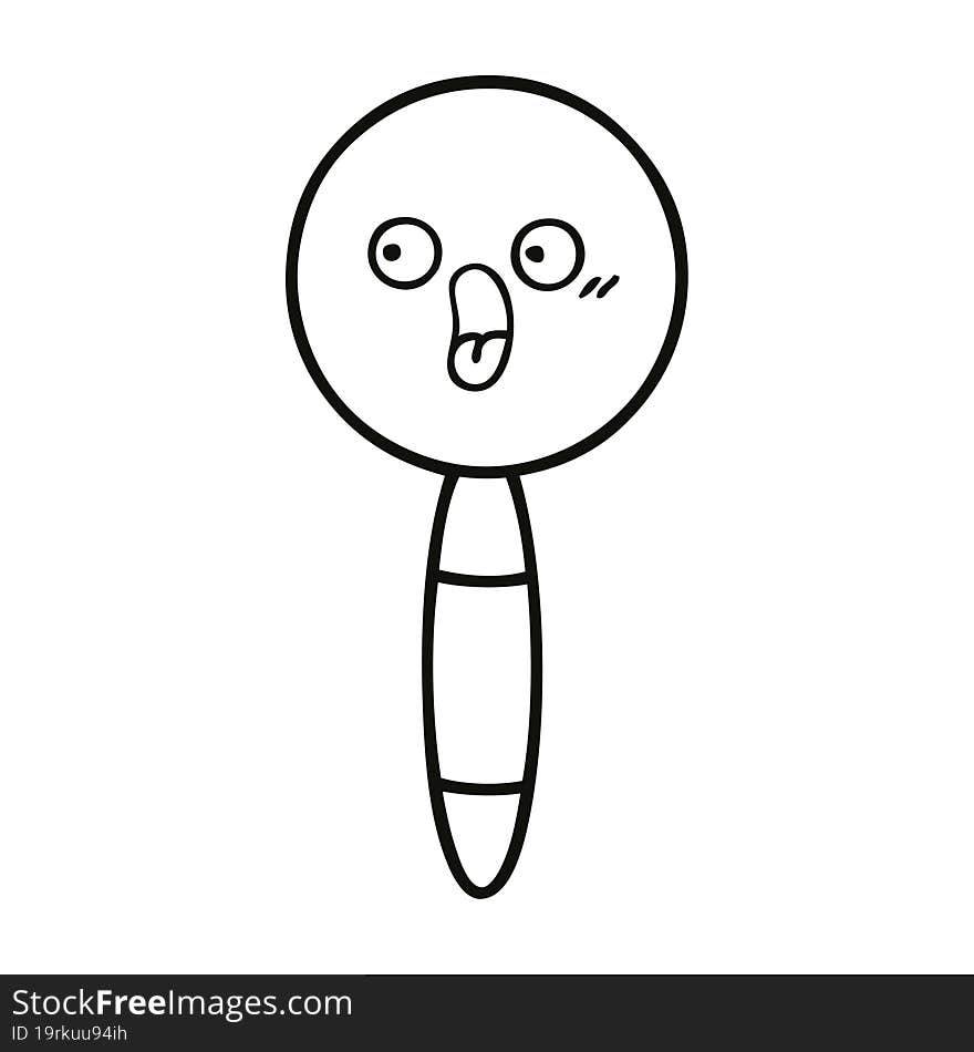 Line Drawing Cartoon Magnifying Glass