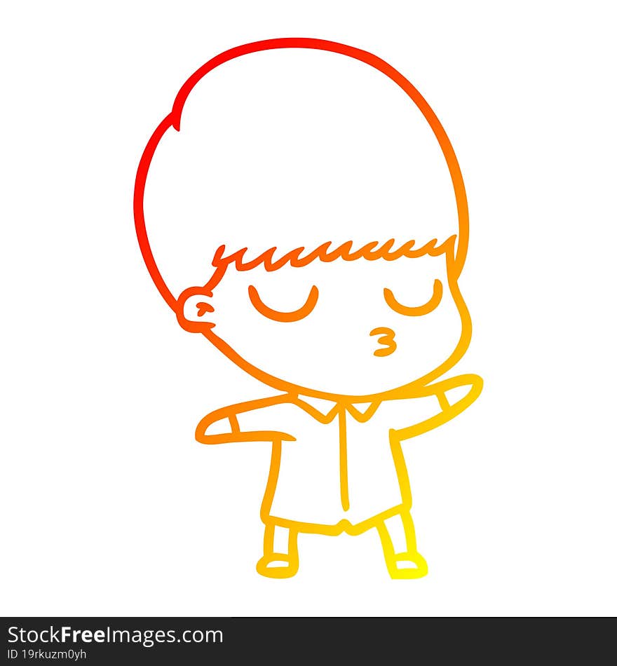 warm gradient line drawing cartoon calm boy