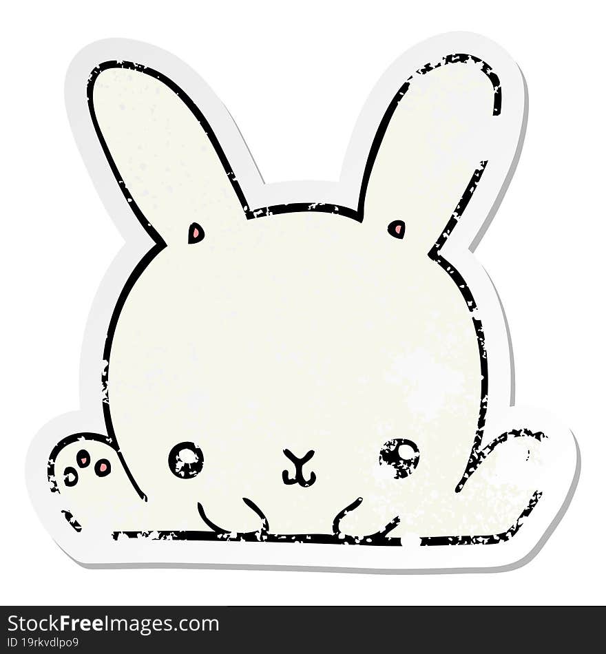 distressed sticker of a cartoon rabbit