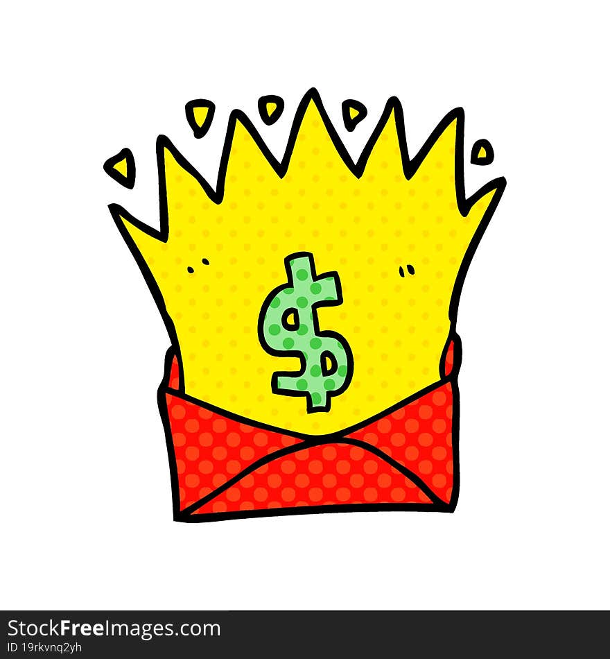 cartoon envelope with money sign. cartoon envelope with money sign