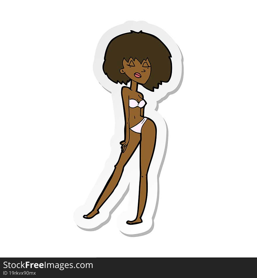 sticker of a cartoon woman in bikini