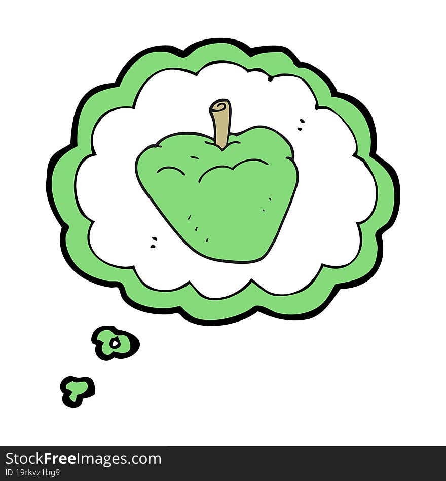 thought bubble cartoon organic apple