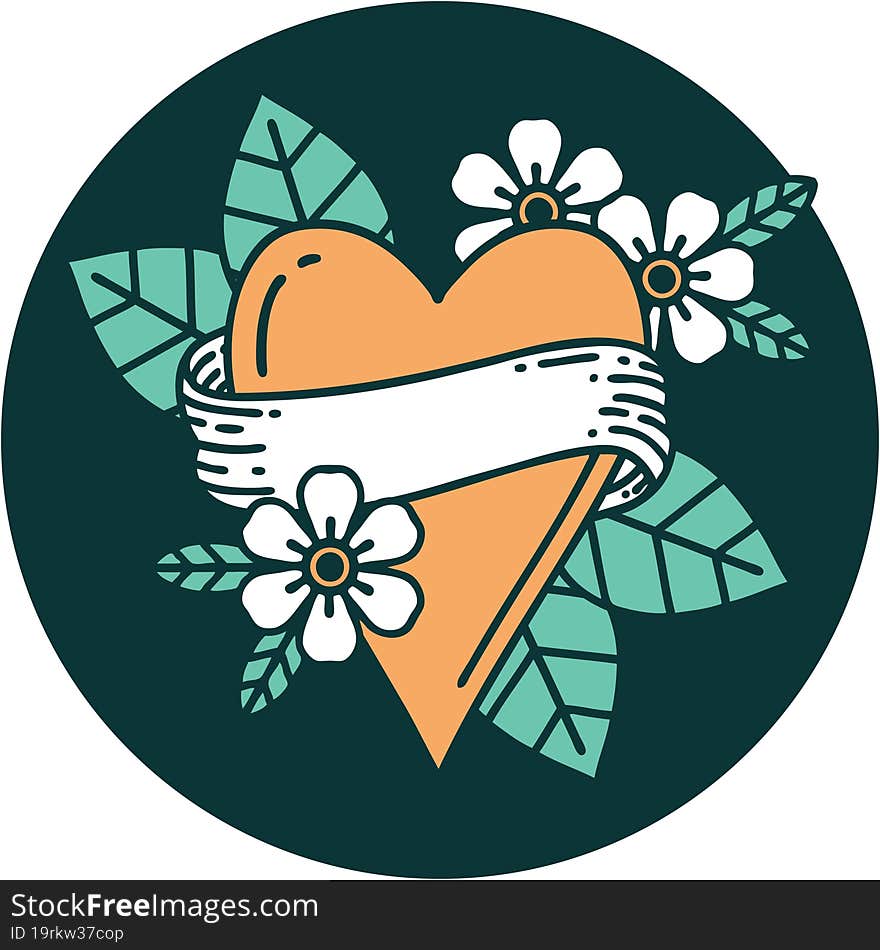 Tattoo Style Icon Of A Heart And Banner