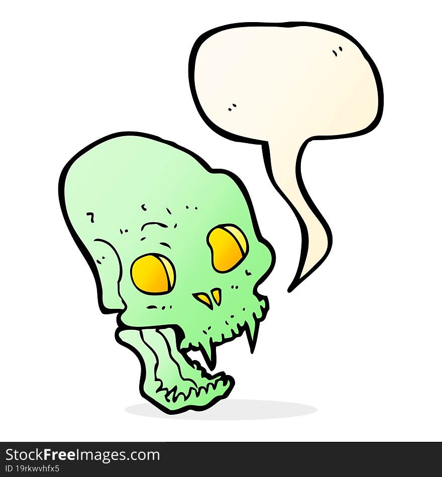 Cartoon Spooky Vampire Skull With Speech Bubble