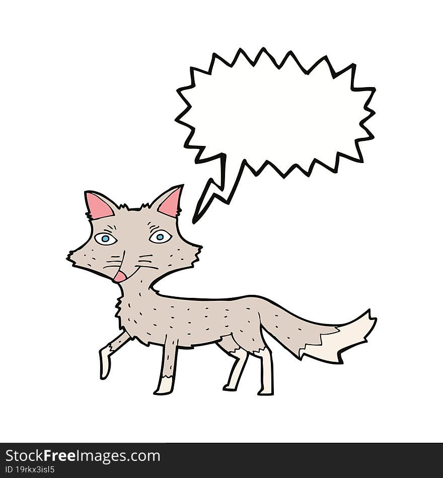 Cartoon Little Wolf With Speech Bubble