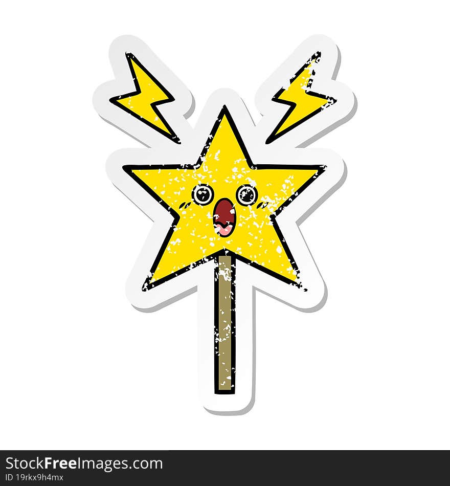 Distressed Sticker Of A Cute Cartoon Magic Wand