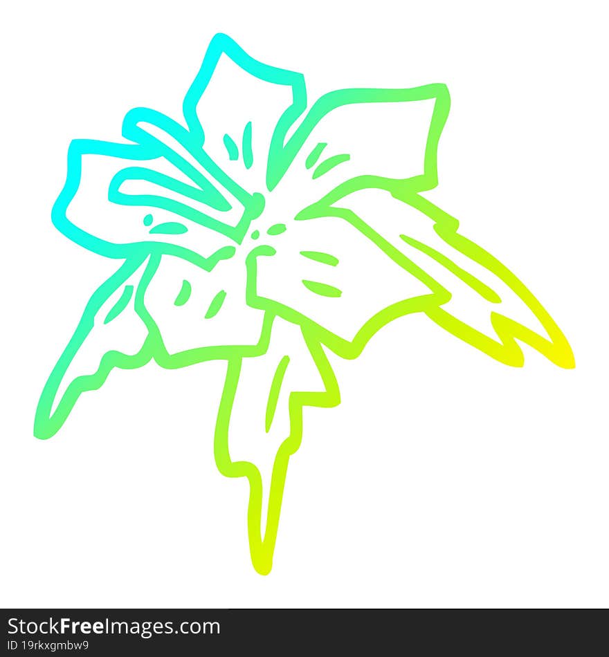 cold gradient line drawing of a cartoon exotic flower