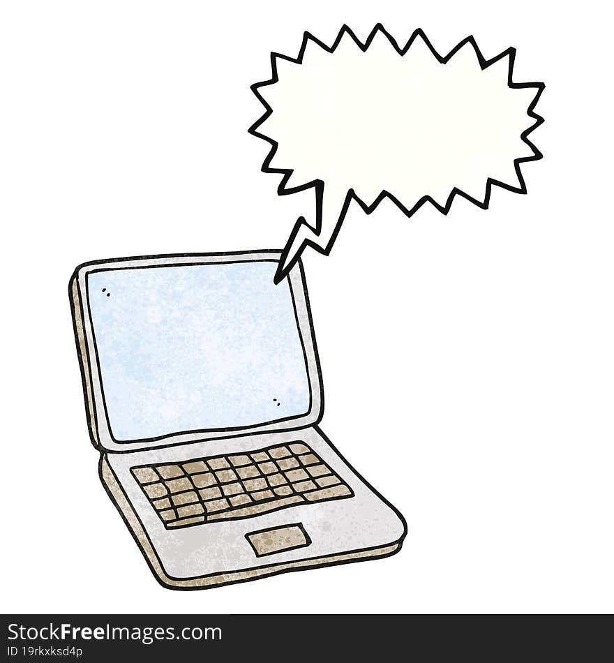 speech bubble textured cartoon laptop computer