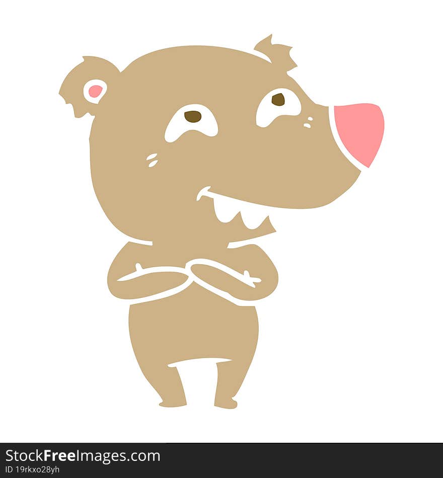 flat color style cartoon bear showing teeth