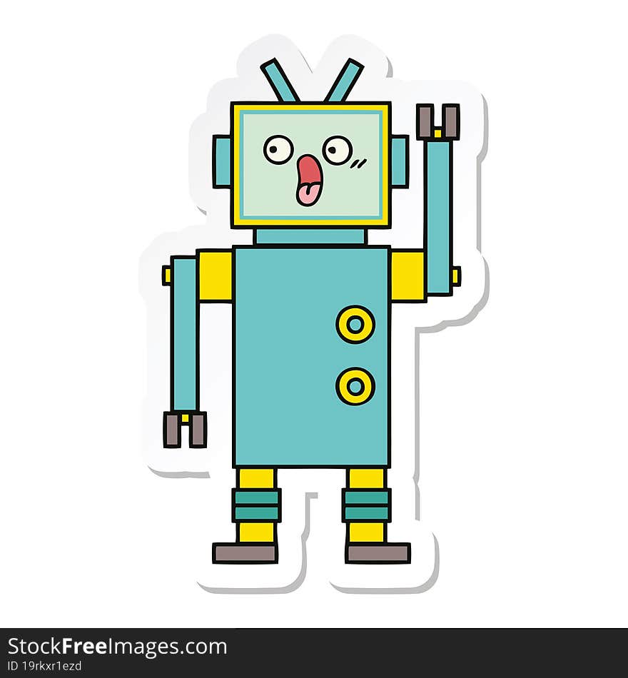 Sticker Of A Cute Cartoon Robot