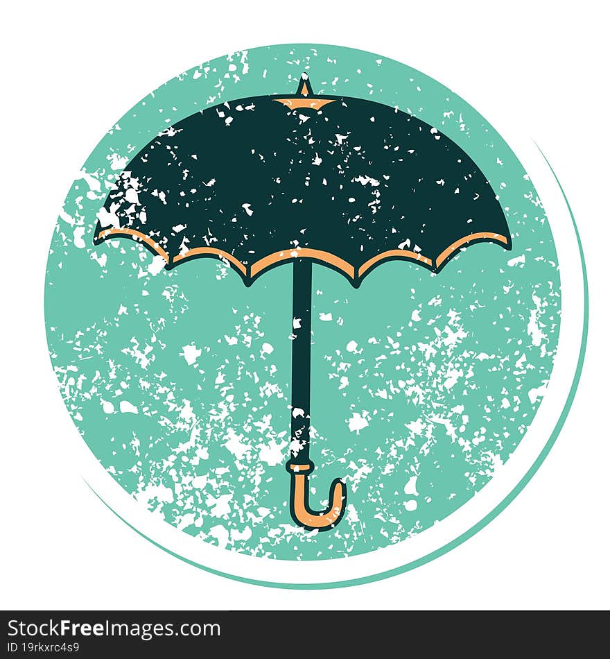 Distressed Sticker Tattoo Style Icon Of An Umbrella