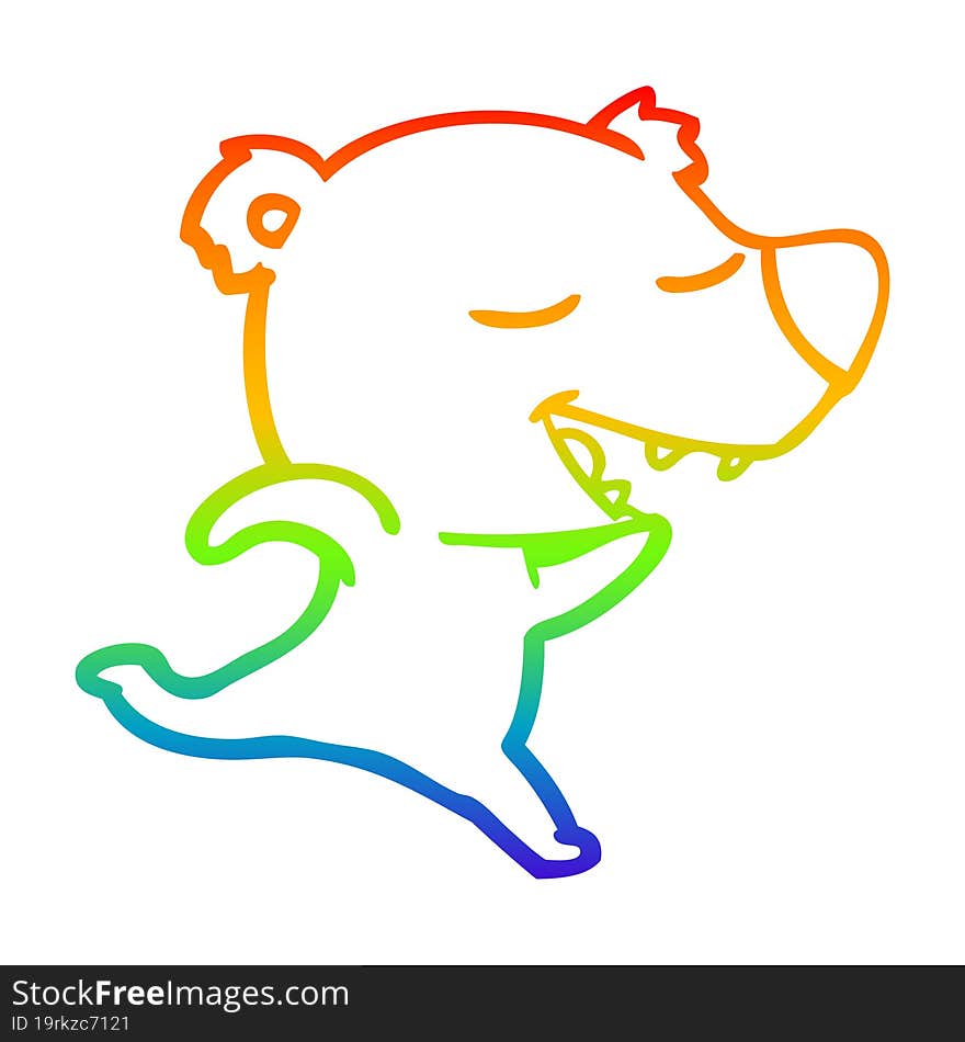 rainbow gradient line drawing cartoon polar bear