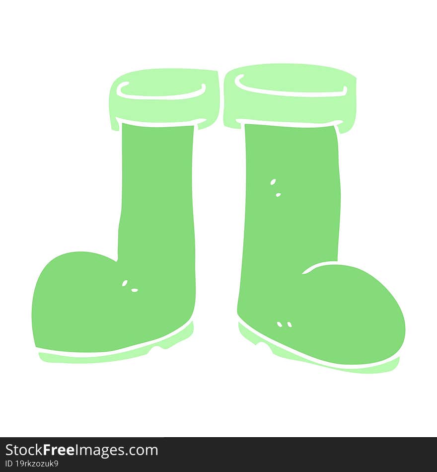 Flat Color Illustration Of A Cartoon Wellington Boots