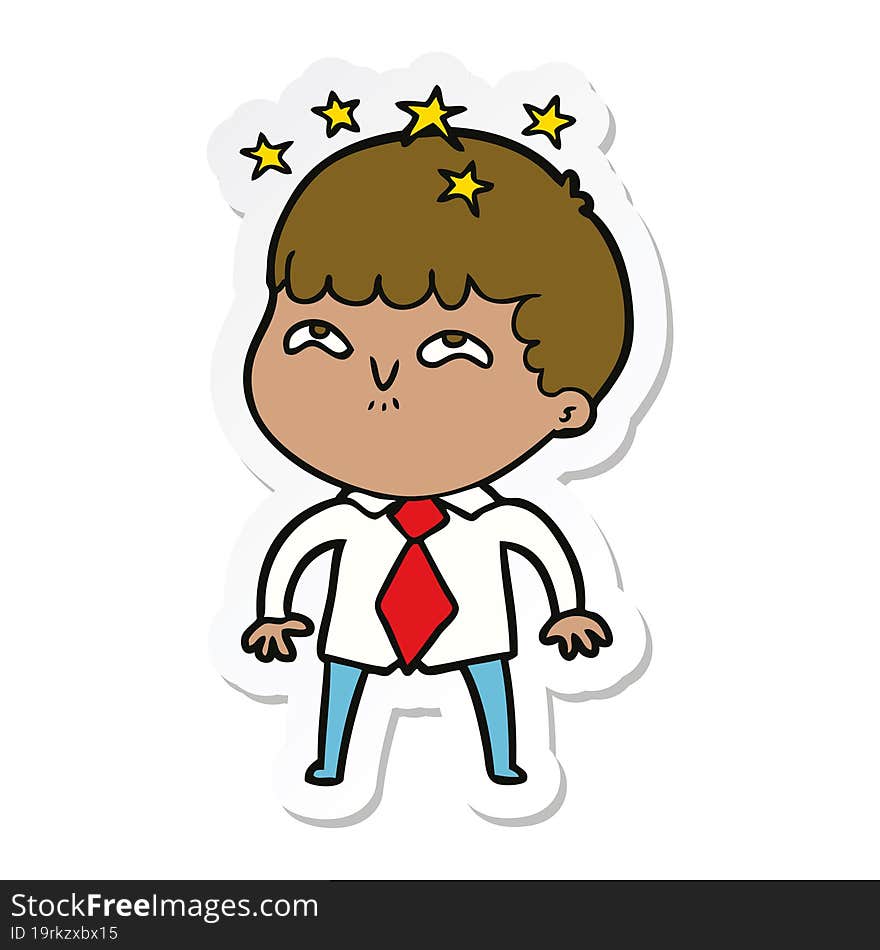 Sticker Of A Cartoon Amazed Boy