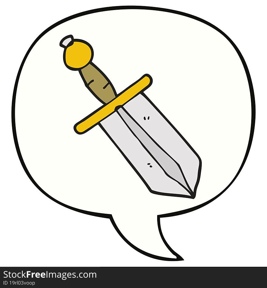 cartoon dagger and speech bubble