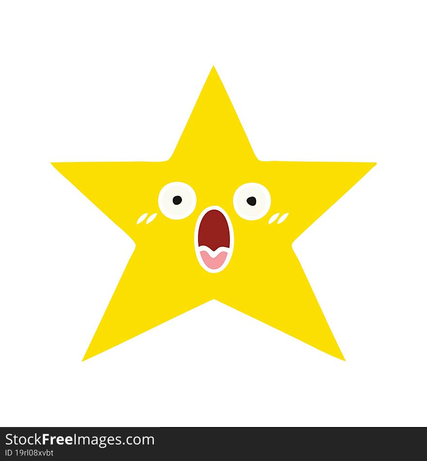 flat color retro cartoon gold star