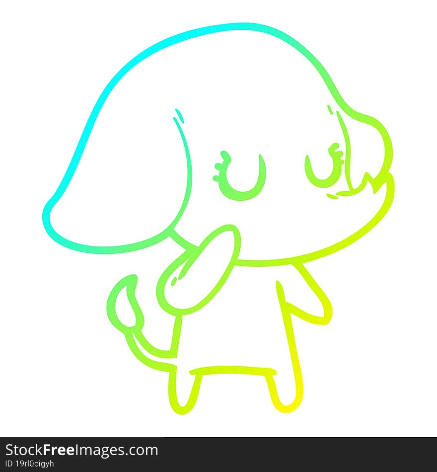 cold gradient line drawing cute cartoon elephant