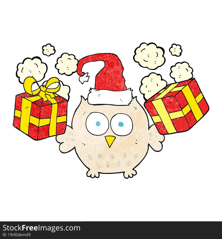 textured cartoon christmas owl