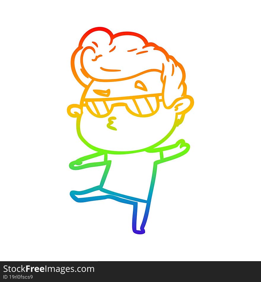 rainbow gradient line drawing cartoon cool guy