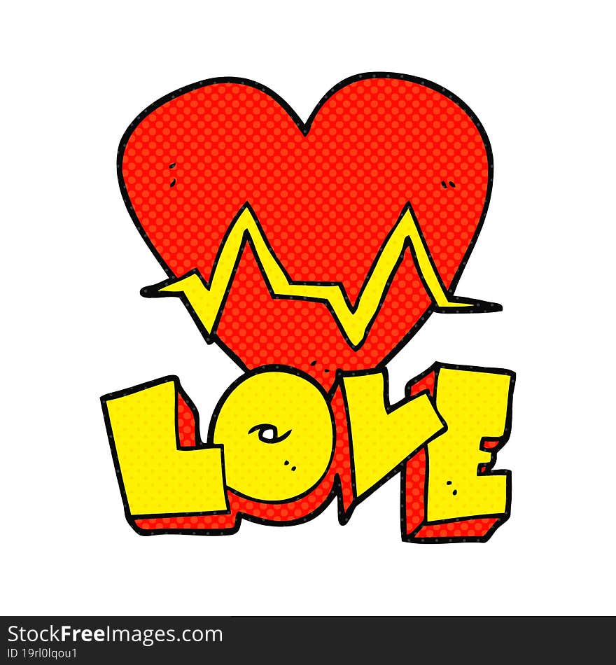 cartoon heart rate pulse love symbol