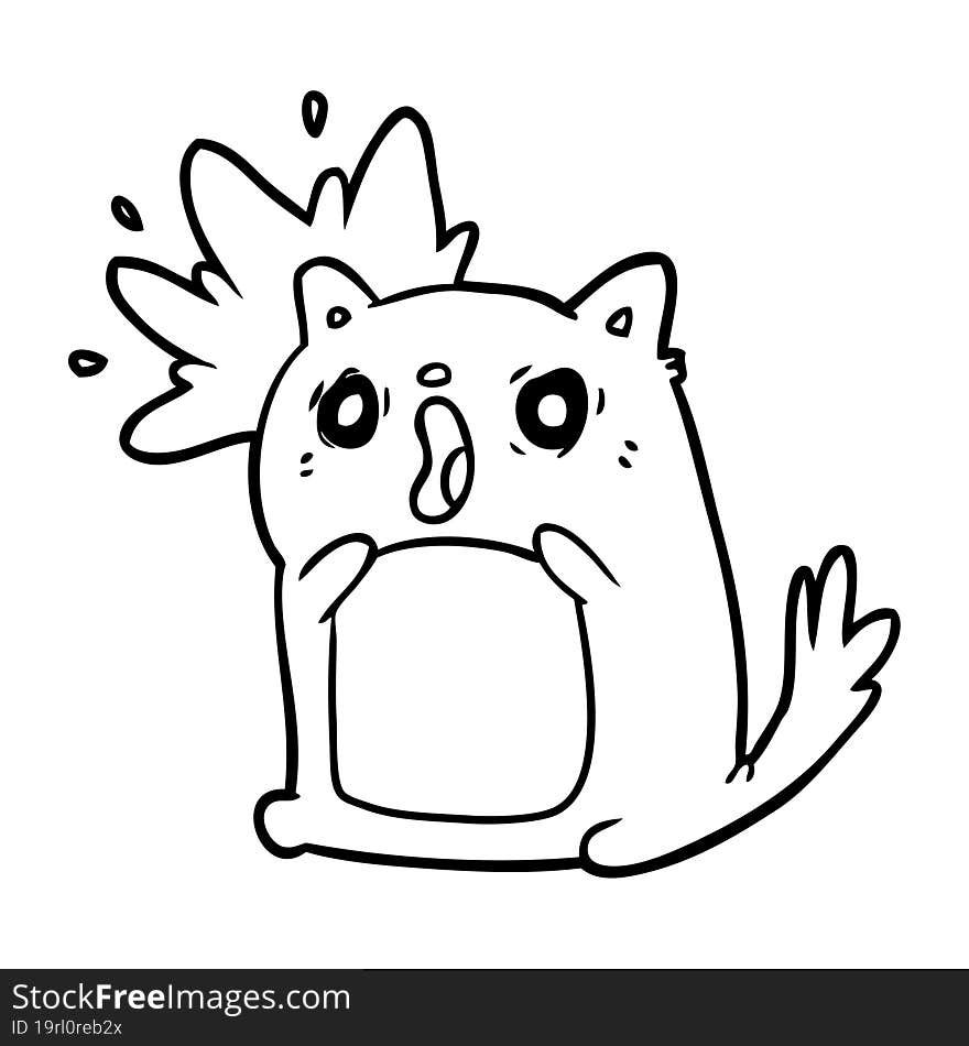 line drawing of a shocked cat amazed. line drawing of a shocked cat amazed