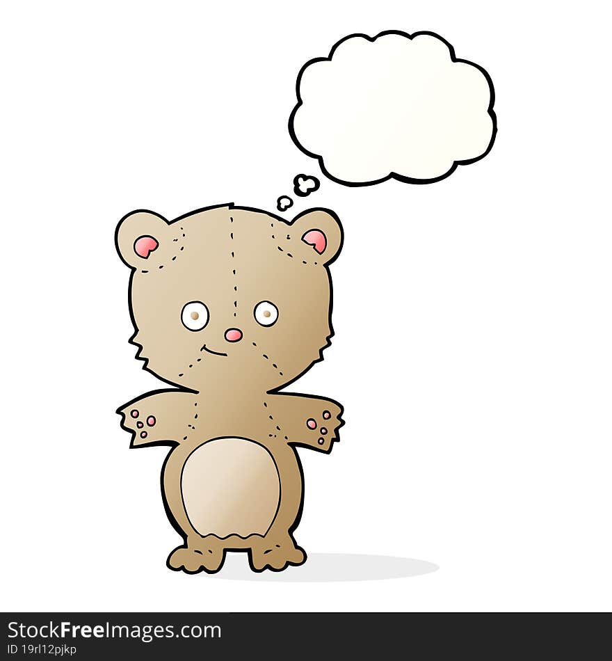 cartoon teddy bear with thought bubble