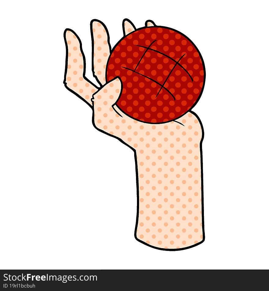 cartoon hand throwing ball. cartoon hand throwing ball