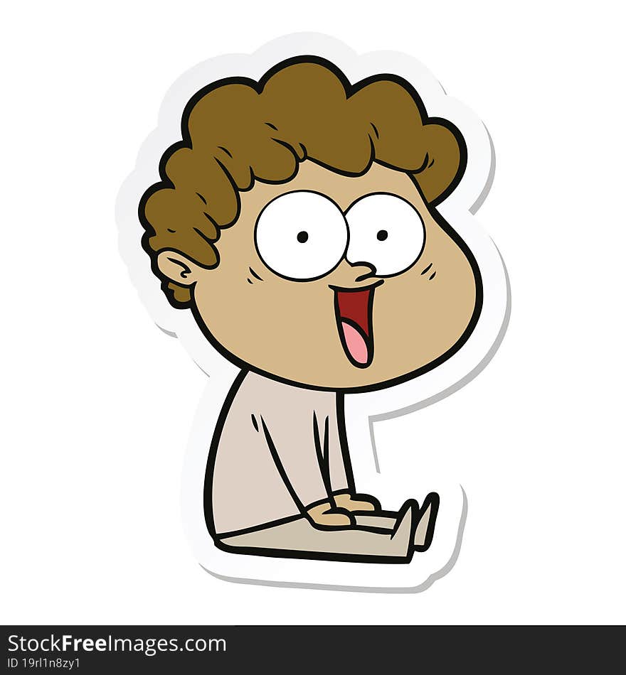 sticker of a cartoon happy man