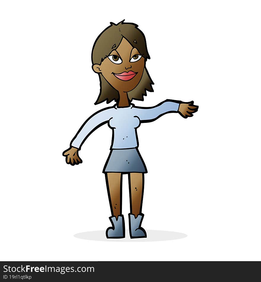 cartoon woman making hand gesture