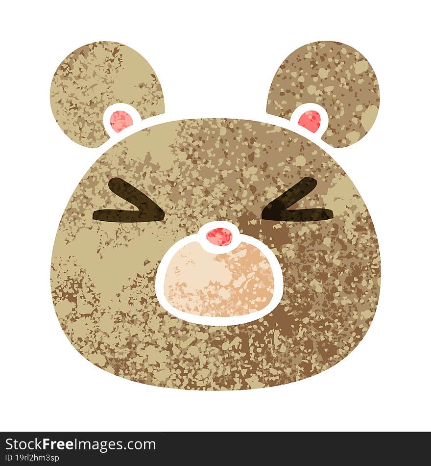 Quirky Retro Illustration Style Cartoon Bear Face