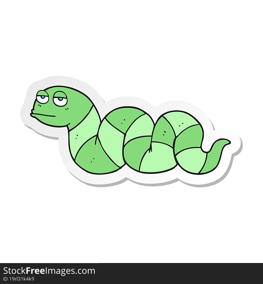 Sticker Of A Cartoon Bored Snake