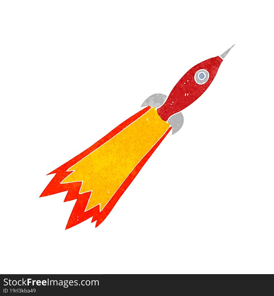 freehand drawn retro cartoon rocket