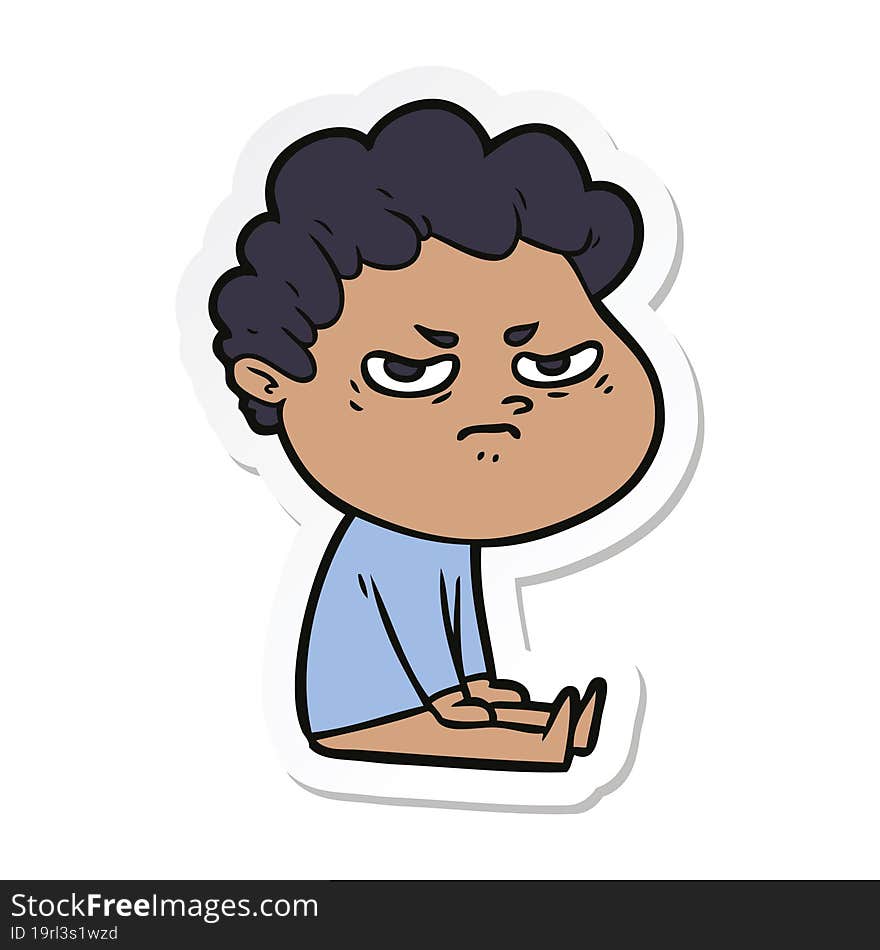 Sticker Of A Cartoon Angry Man