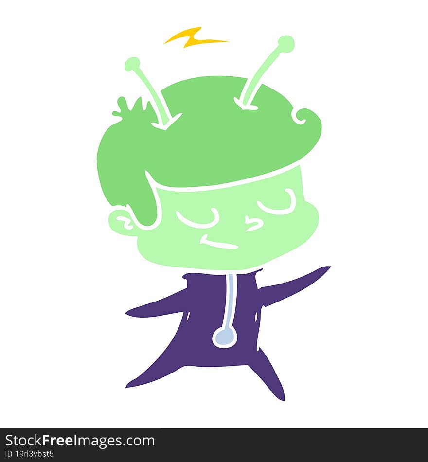 friendly flat color style cartoon spaceman dancing